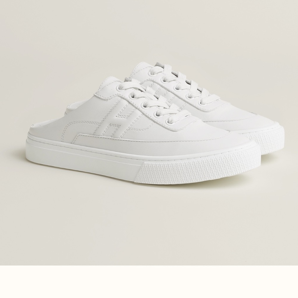 HERMES KEEP SNEAKER WHITE 38.5/8.5 PREOWNED